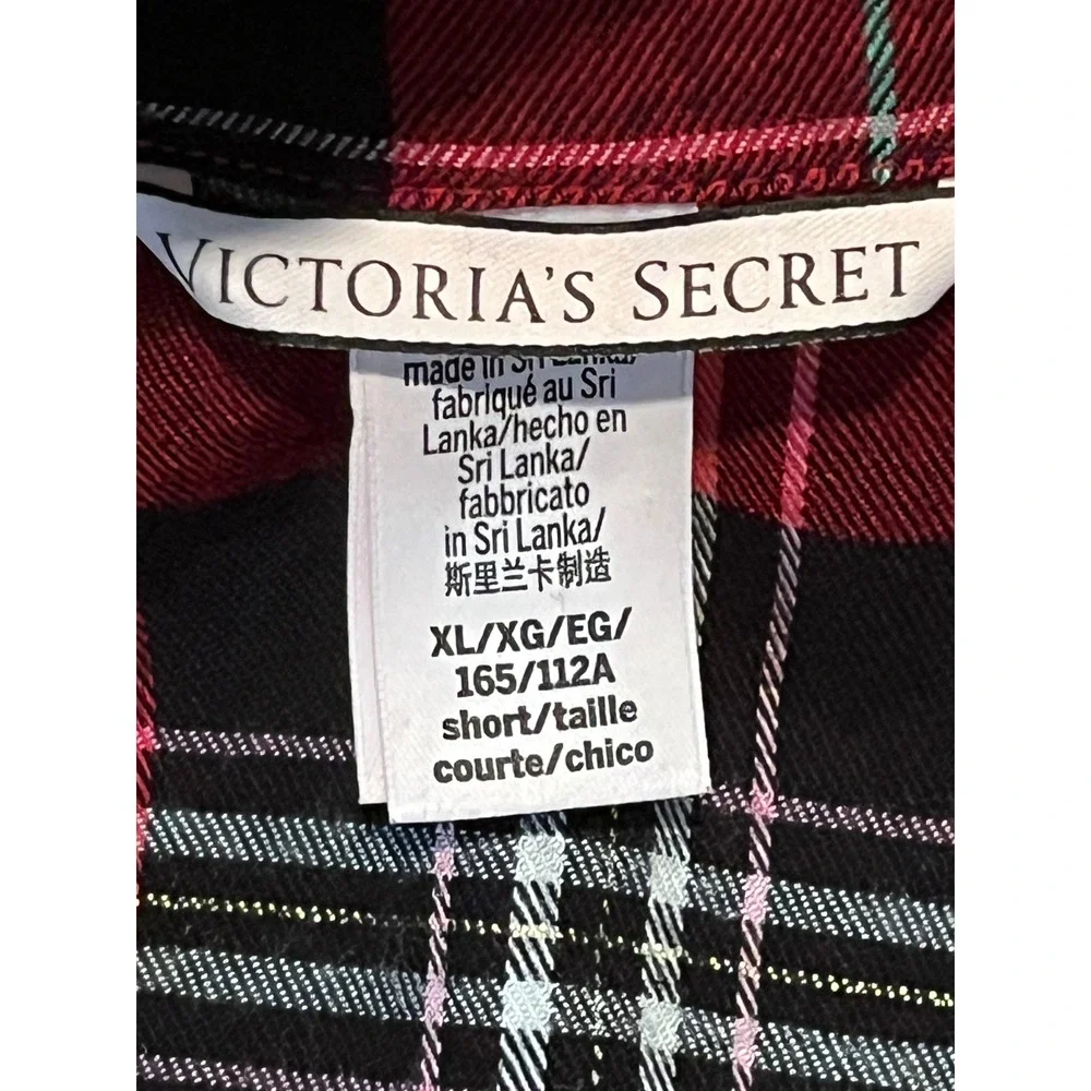 Victoria's Secret Pajamas Women XL Short Red Plaid 2 Piece Set Metallic Sparkle